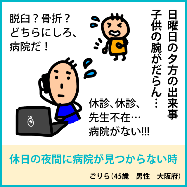 休日の夜間に病院が見つからない時1